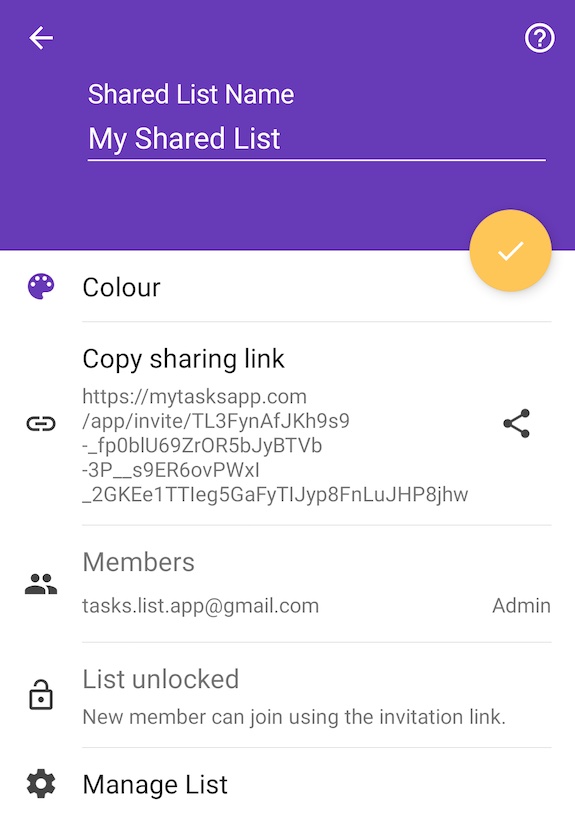 Share a list